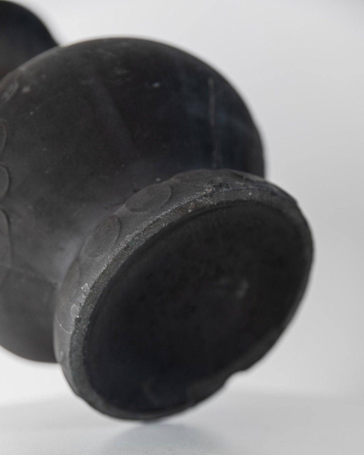 Antique 1920s Lavanite Stone Vase, Sculptural Black Matte Design with Two Handles, Fine Textured Surface, Art Deco Flowervase, Gift Idea — view 10