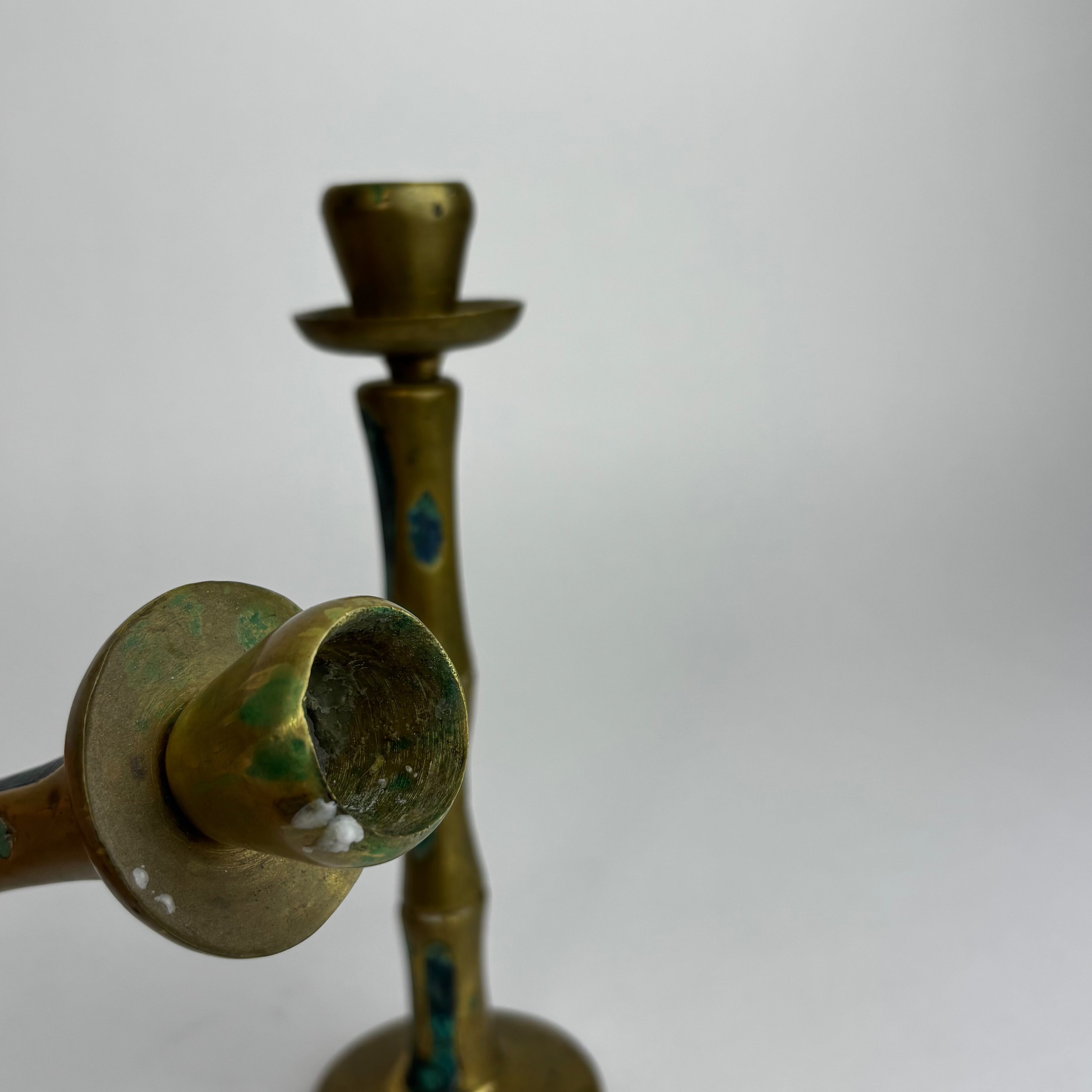 Pepe Mendoza Lapis and Turqoise Inlay Candle Holders  — close-up