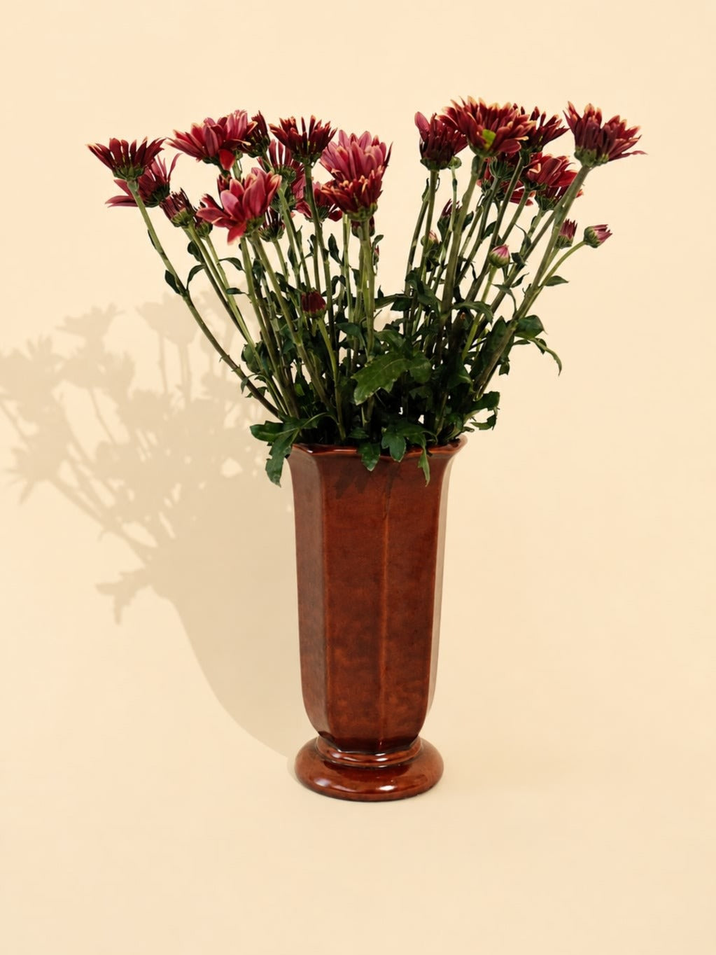 Vintage Ceramic Brown Vase — side angle