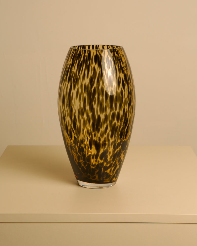 Large "Leopard" Vase in Murano Glass, 1980s by Treaptyque | The Oblist — handcrafted amber and black glass