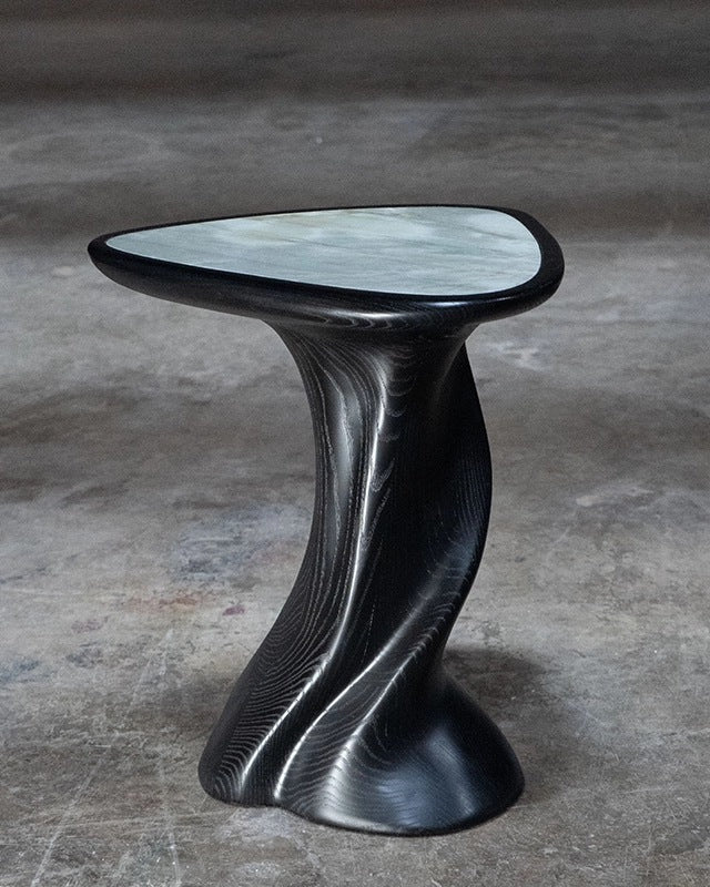 Abbi Side Table in Ebony Stain on Ash wood with Marble Top