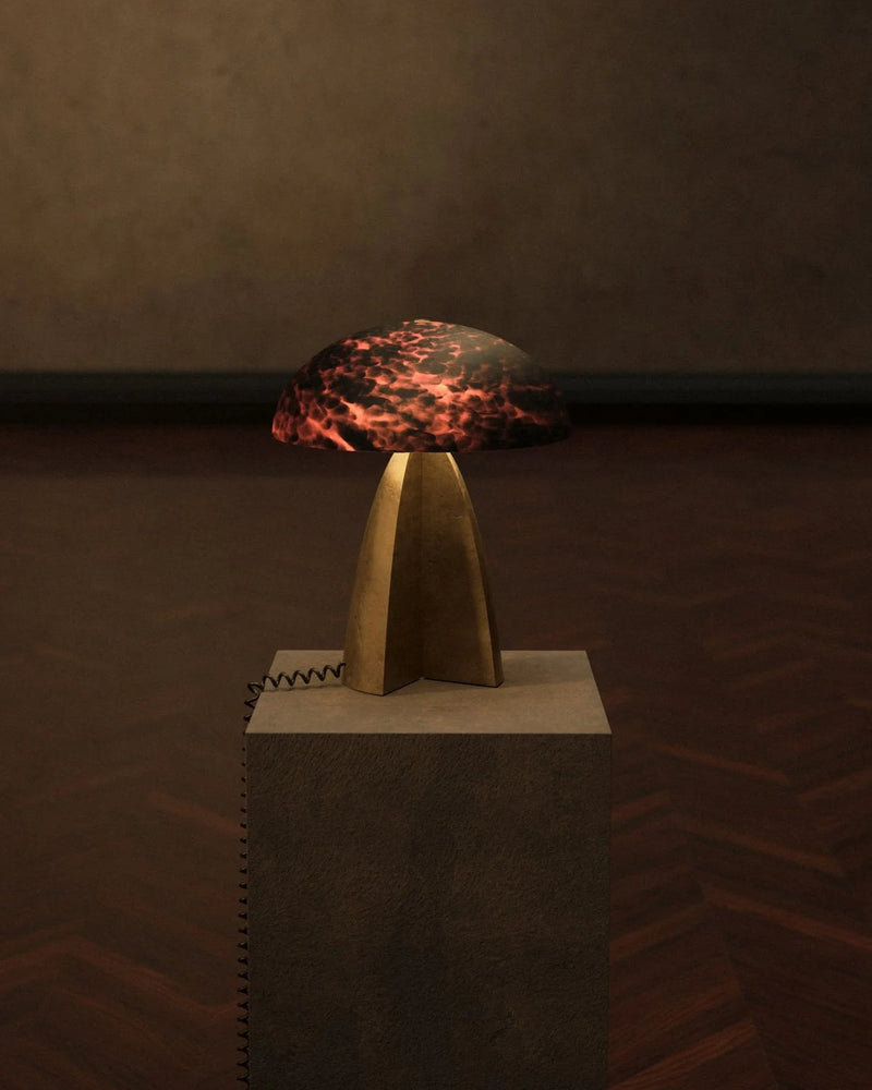 Cast Brass Table Lamps in Glass and Hand-blown Matte Leopard Glass by Studio Brocky | The Oblist