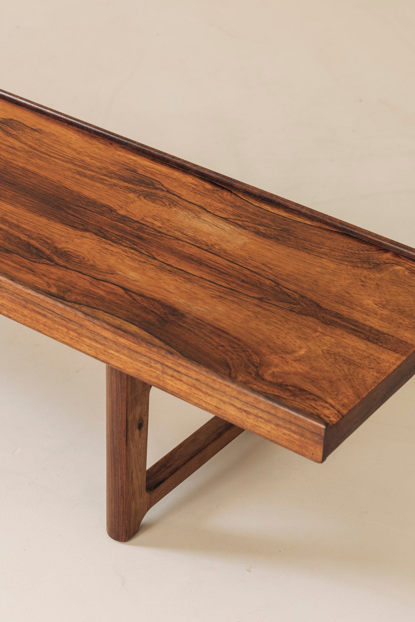 Long Krobo Bench by Torbjørn Afdal for Bruksbo, Norway 1960s — side angle