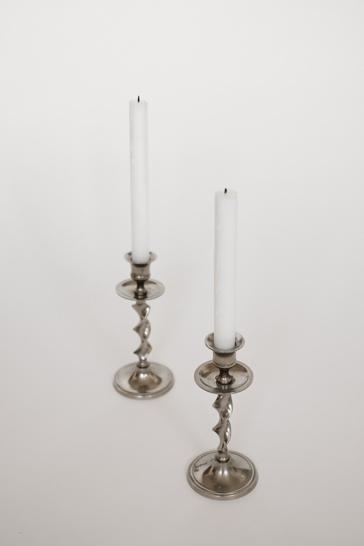 Set of 2 Elegant Vintage Twisted Candlesticks — alternate view