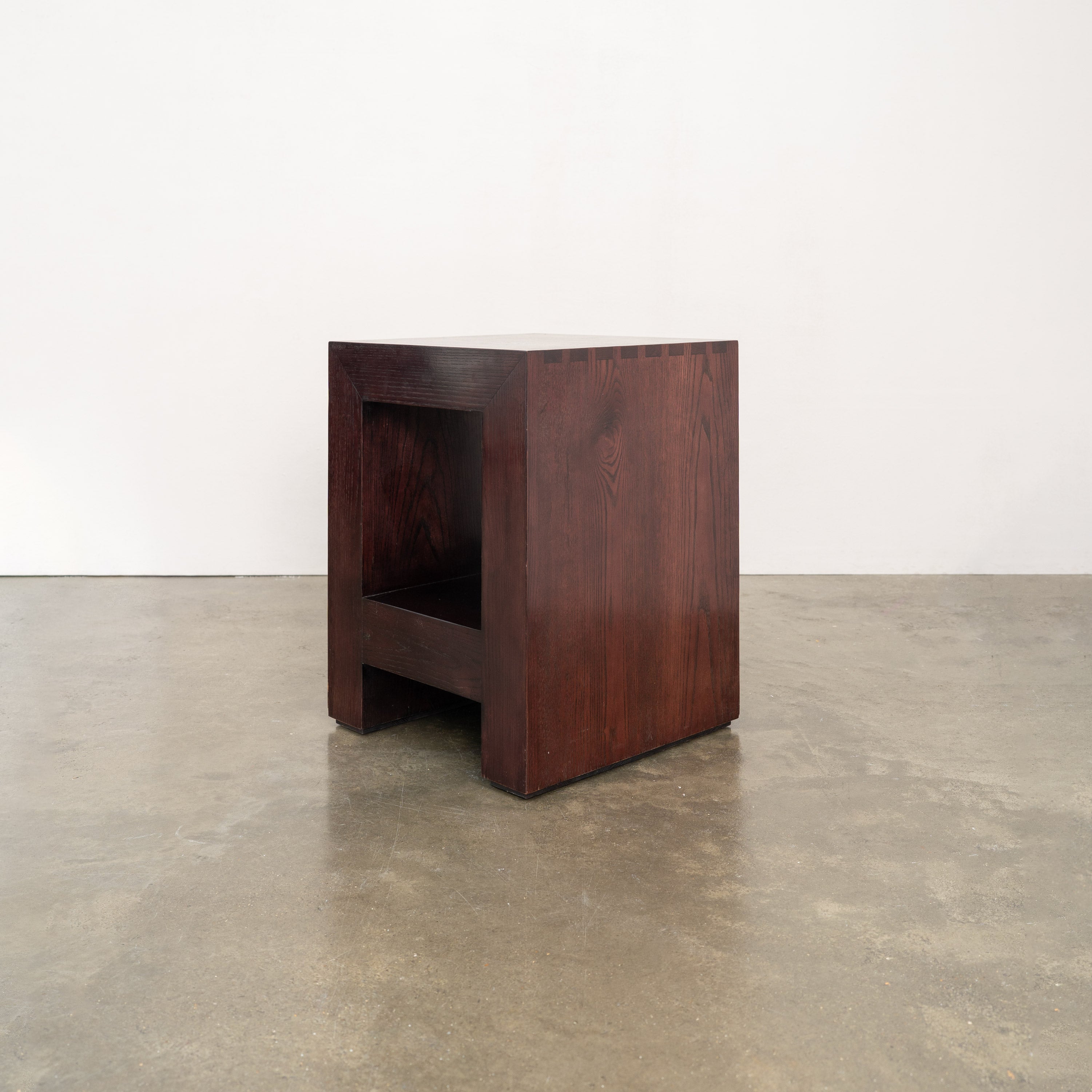 Postmodern Ash Cabinet, c.1980 — angled view of dark wood texture