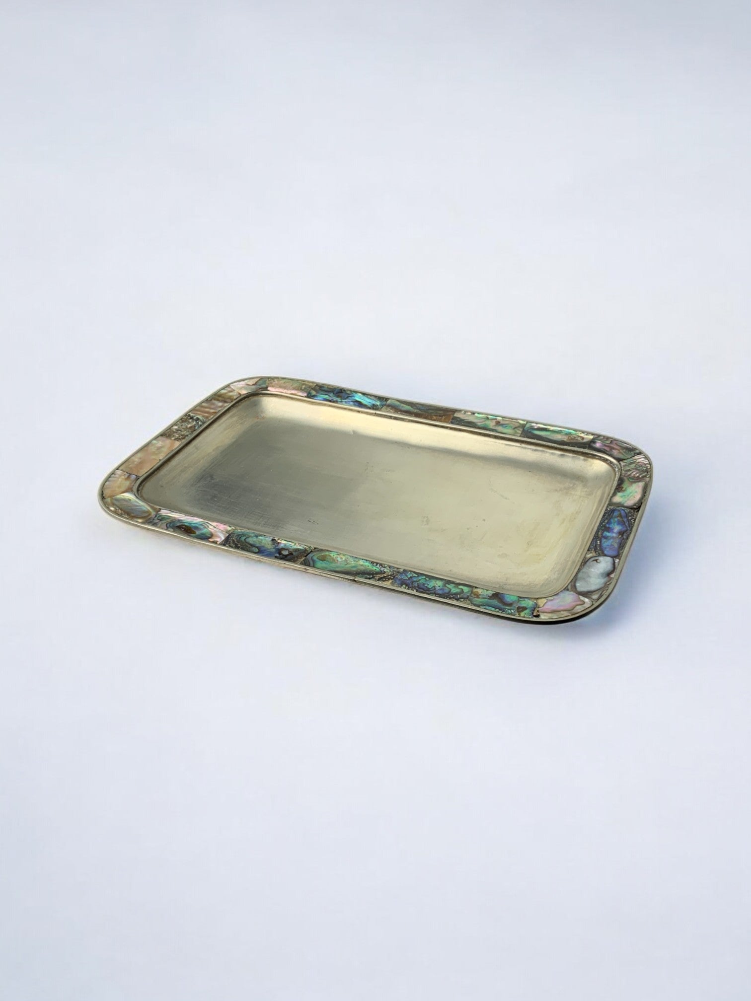Abalone shell & alpaca tray, Mexico, Circa 1970's — lifestyle setting