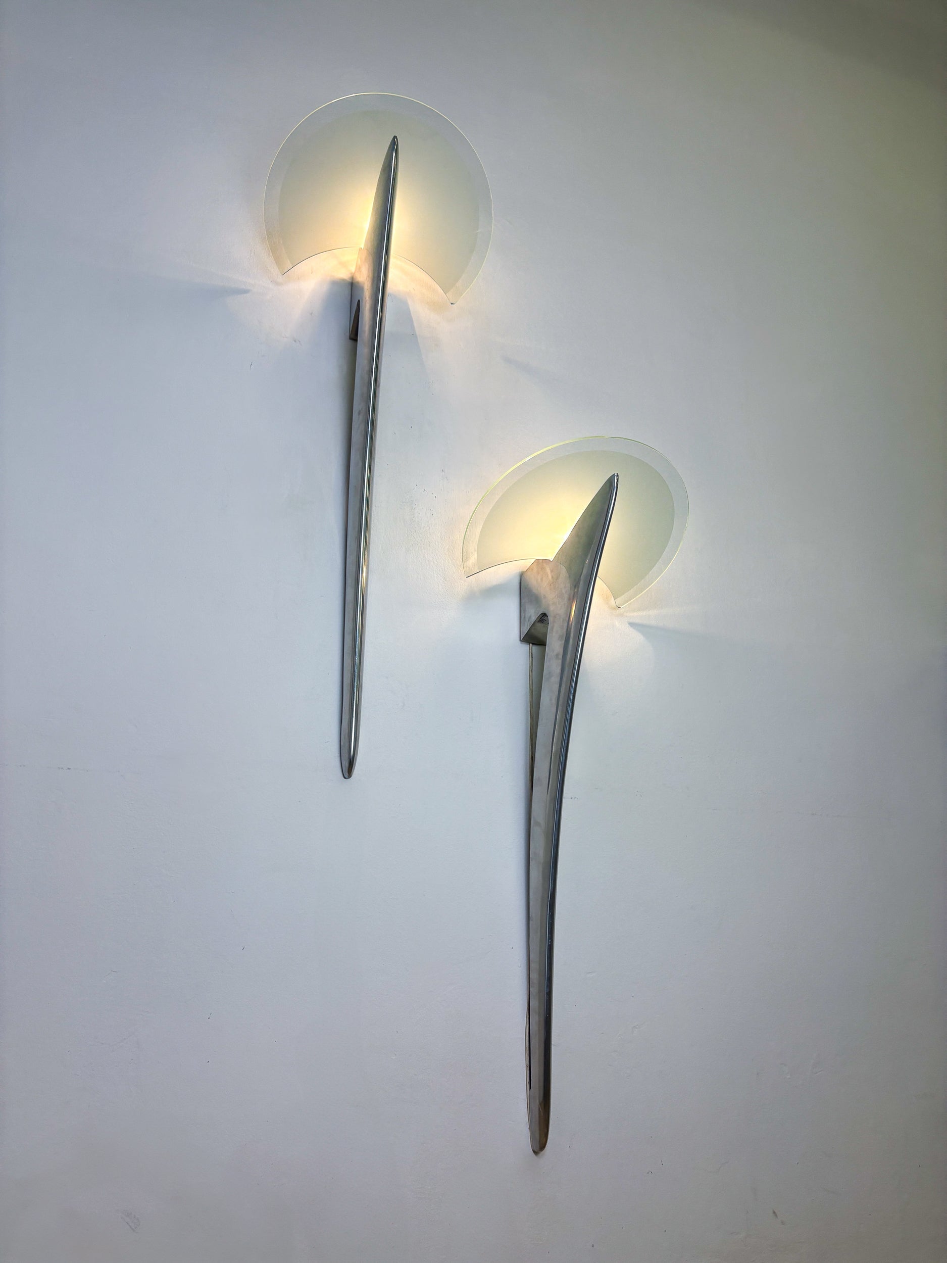 Pair of XXL "Alien" Wall Sconces by Taller Uno, Spain, 1970s — close-up