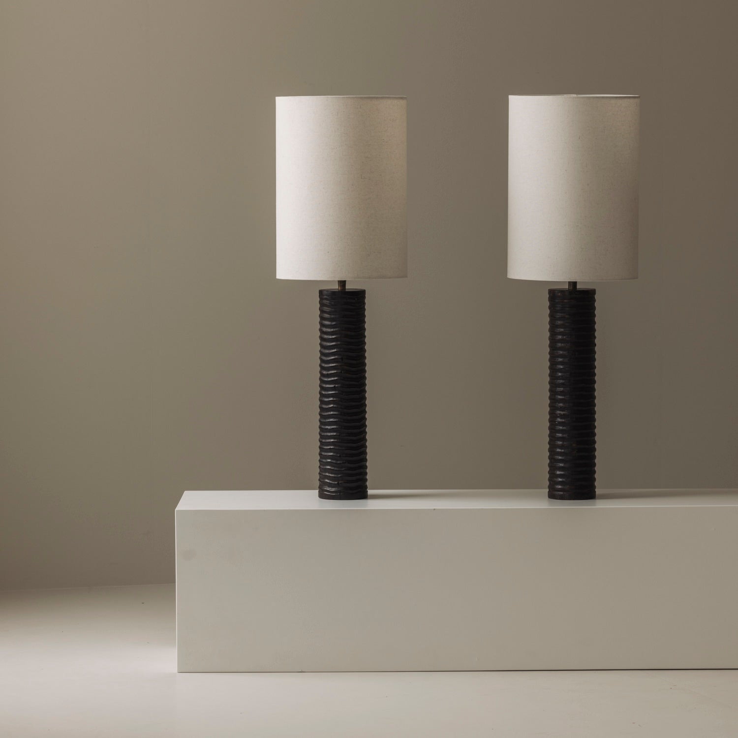 Elegant pair of French wooden carved table lamps from the 1970s. by Modern Living | The Oblist