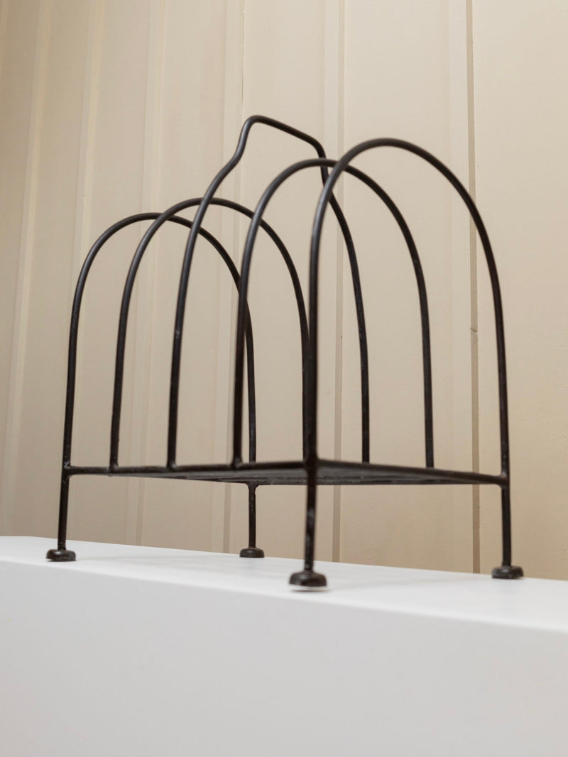 Metal Magazine Rack - Italy 1970s by Bottega Jacobs | The Oblist — black metal, vintage design