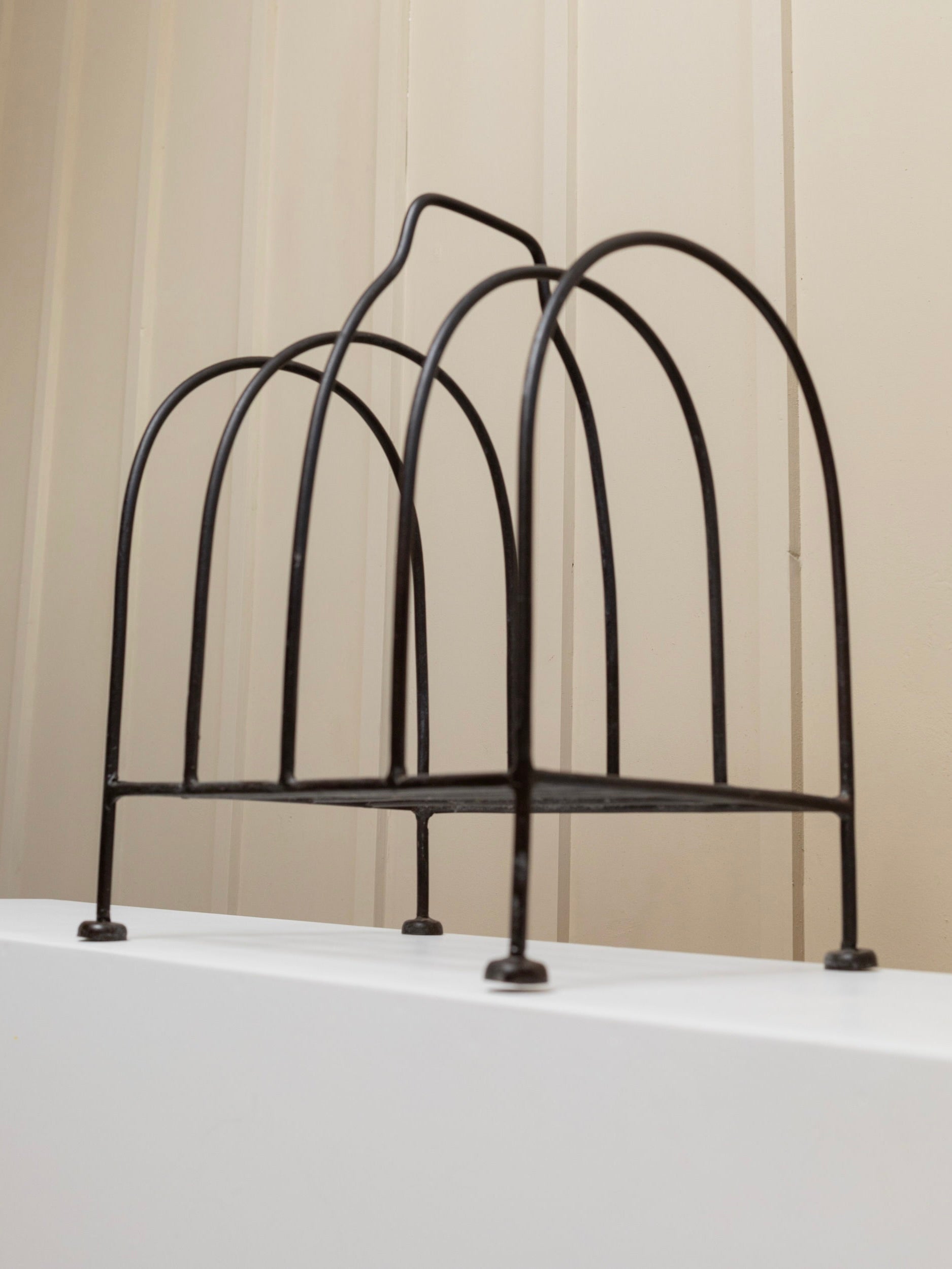 Metal Magazine Rack - Italy 1970s by Bottega Jacobs | The Oblist — black metal, vintage design