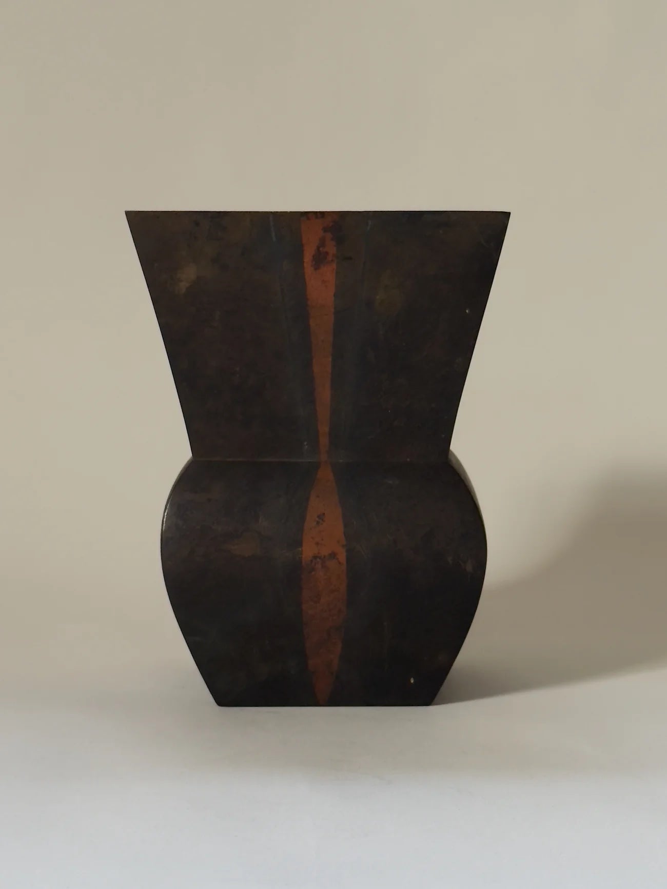 Geometric Japanese Bronze Vase, 1950s