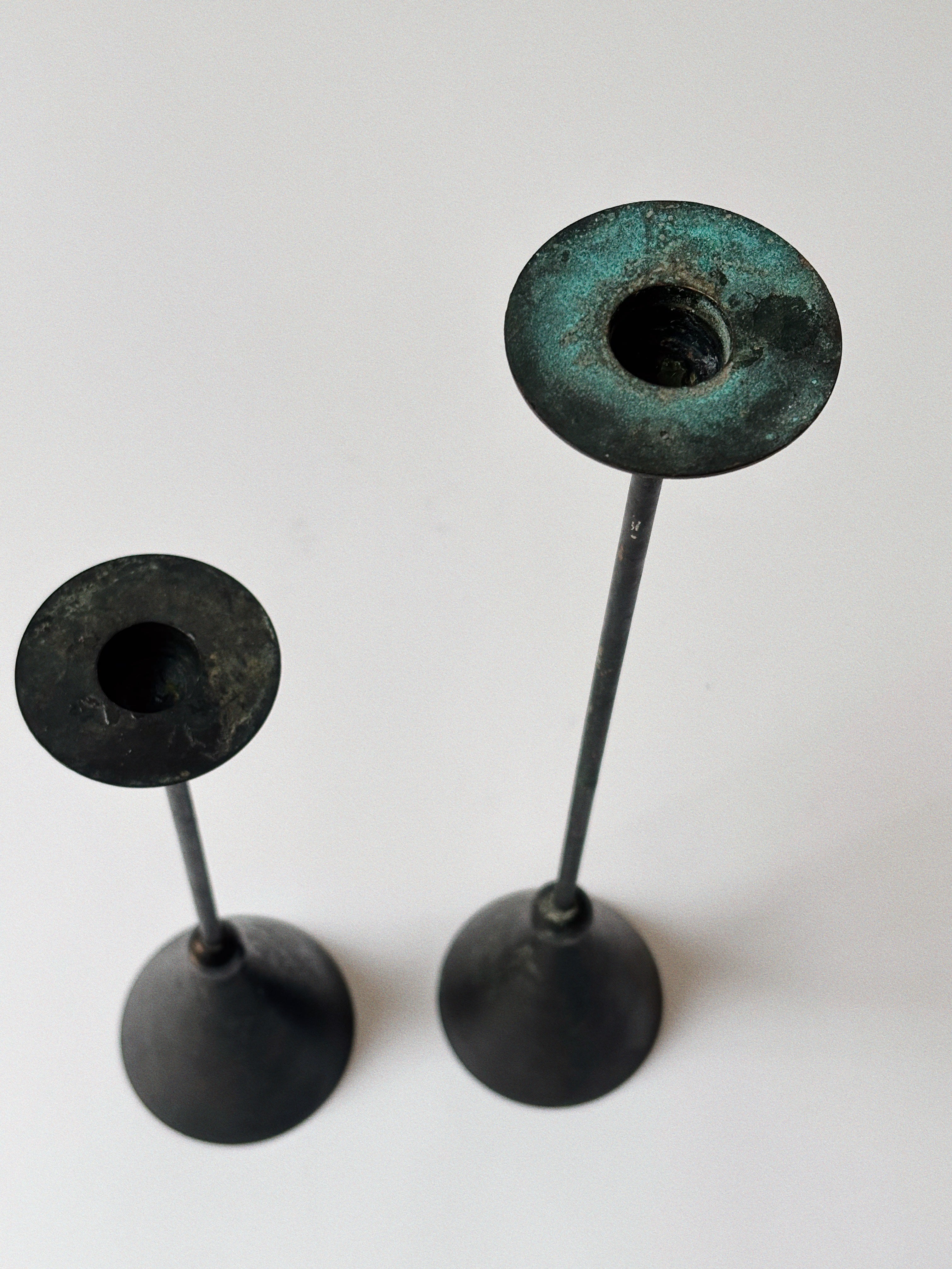 Pair of Postmodern Candleholders — side angle