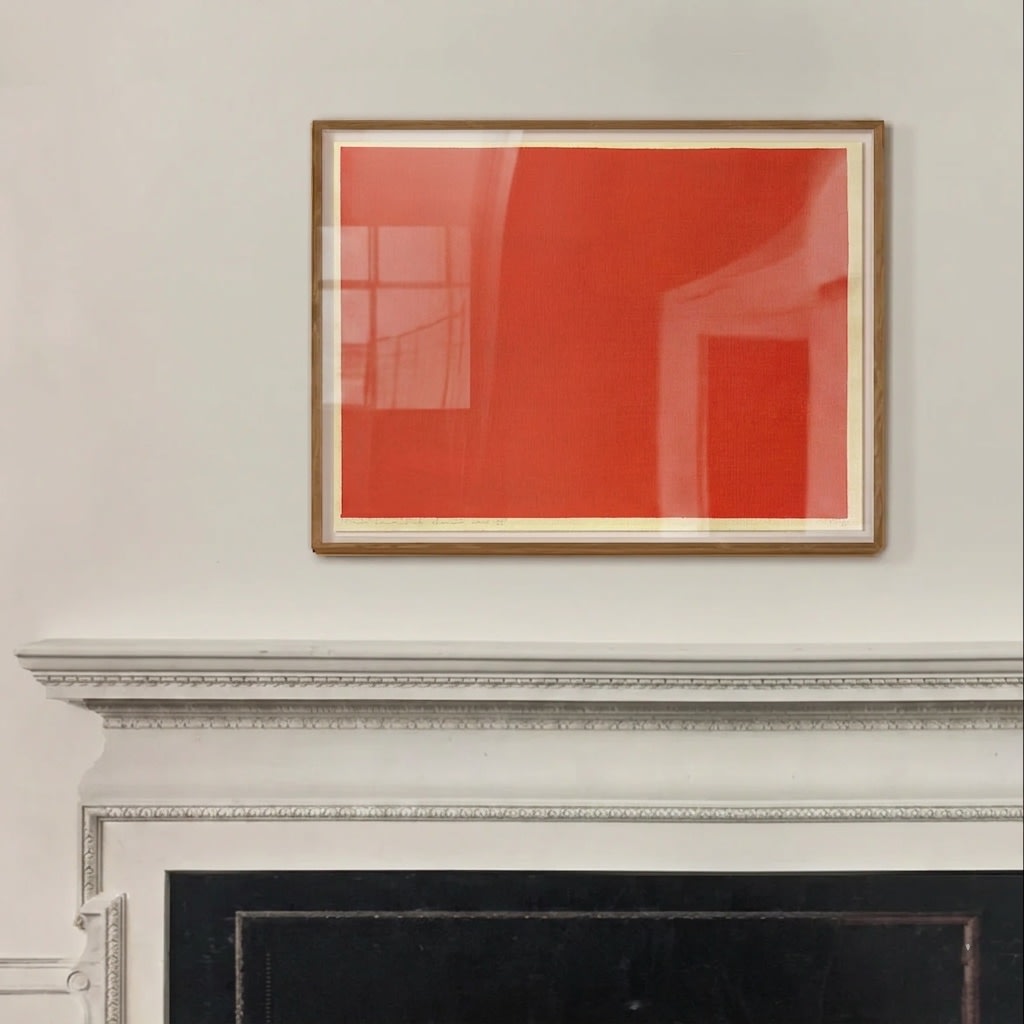 "Three Layers of French Red" Dye and Pigment on Aged Paper — detail view