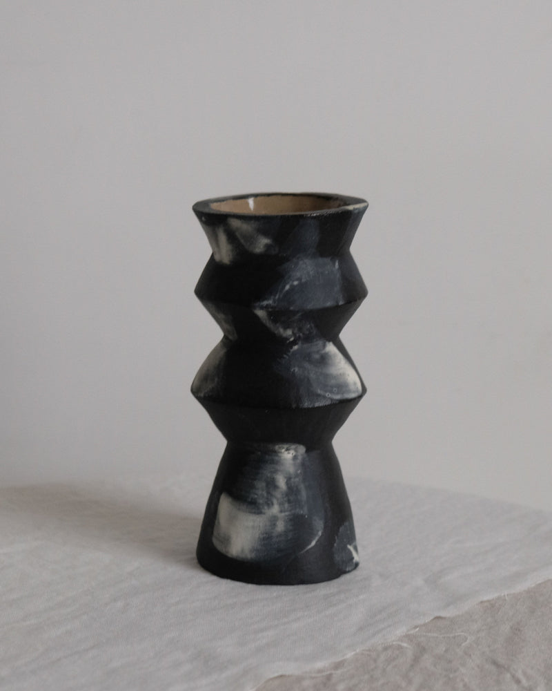 Night Trace – Hand-Built Ceramic Vase by M.Pei Studio | The Oblist — black ceramic, handcrafted