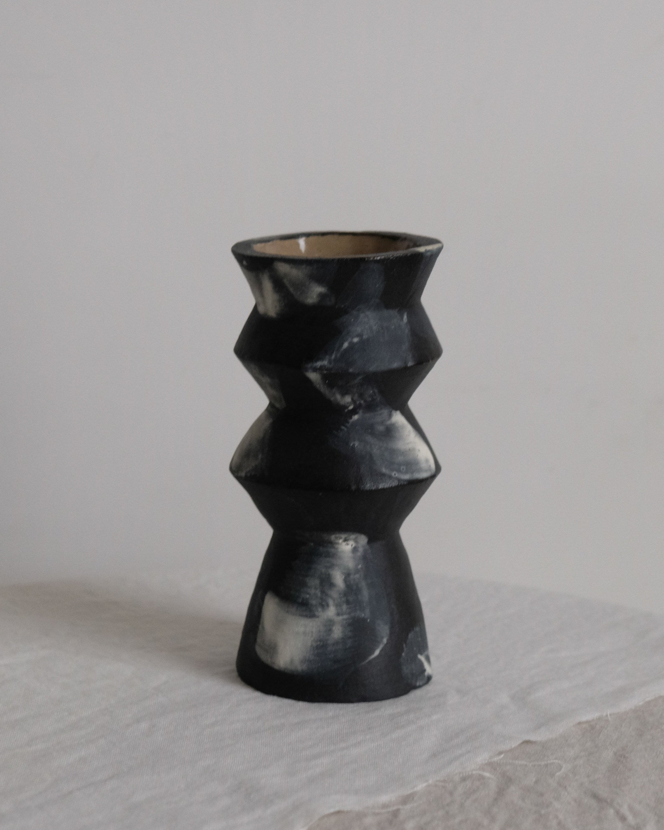 Night Trace – Hand-Built Ceramic Vase by M.Pei Studio | The Oblist — black ceramic, handcrafted