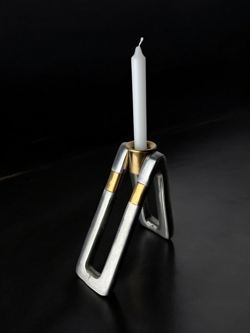 Brutalist Candleholder by Ardisur, bronze & Aluminium, Spain, 1970s by Malamar Studio | The Oblist — handcrafted metal design