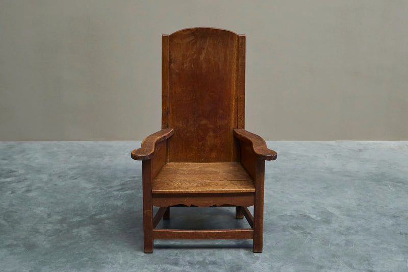Wonderful Antique Armchair in Solid Oak Europe 19th Century — detail view