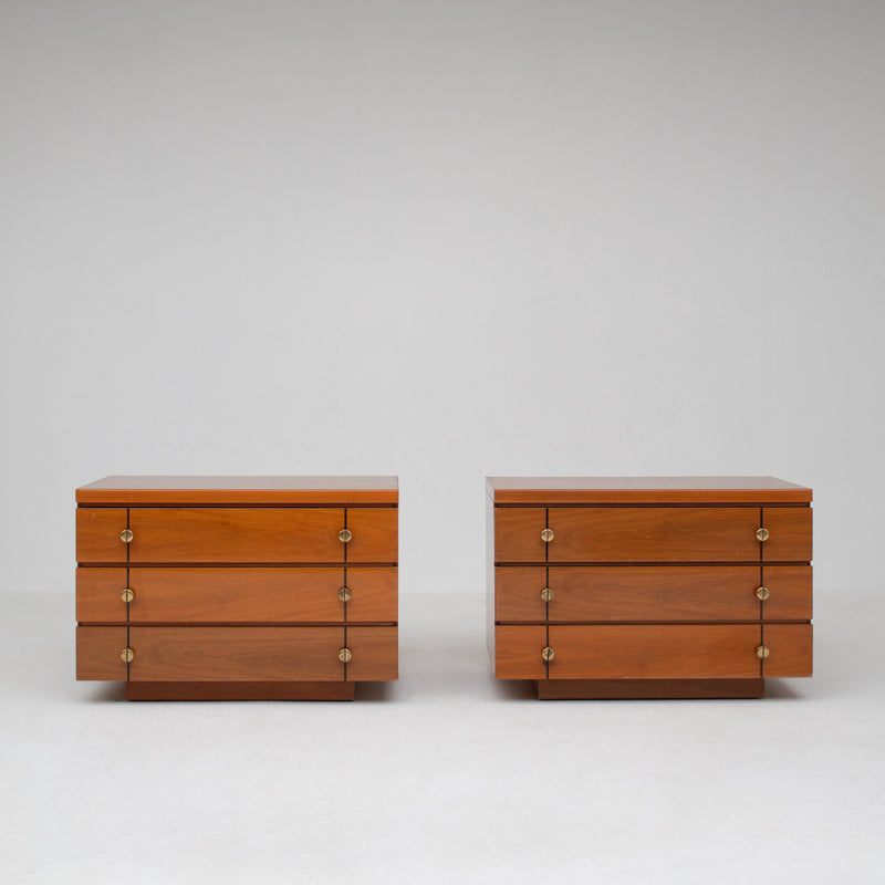 Set of Mid Century Nightstands in Wood by Malata Antwerp | The Oblist — warm wood finish, modern design