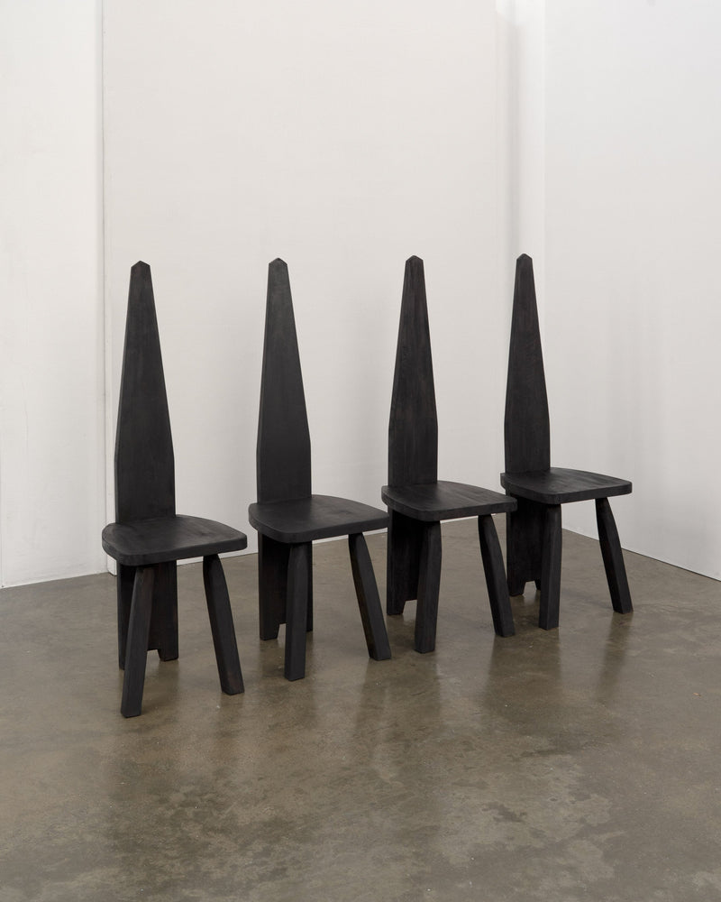 Brutalist High Back Chair by Tom Bogle | The Oblist — black wood, modern design