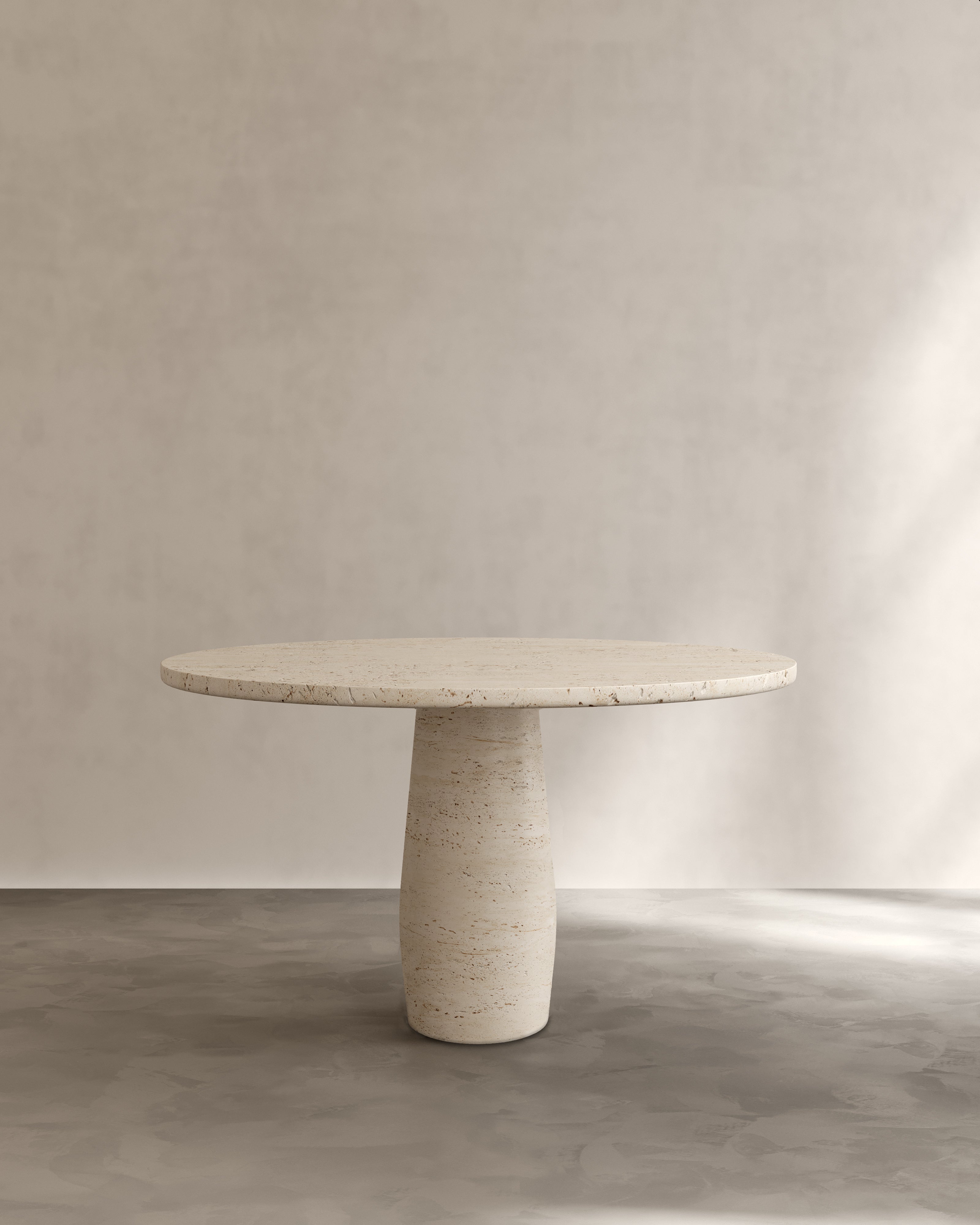 Raffaella Table II — side angle showing round stone top and base