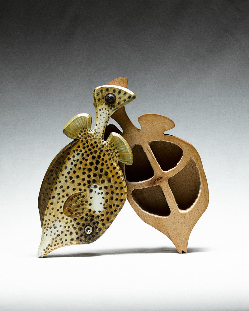 Hand painted wooden box, fish by monica monaco | The Oblist — handcrafted, natural wood