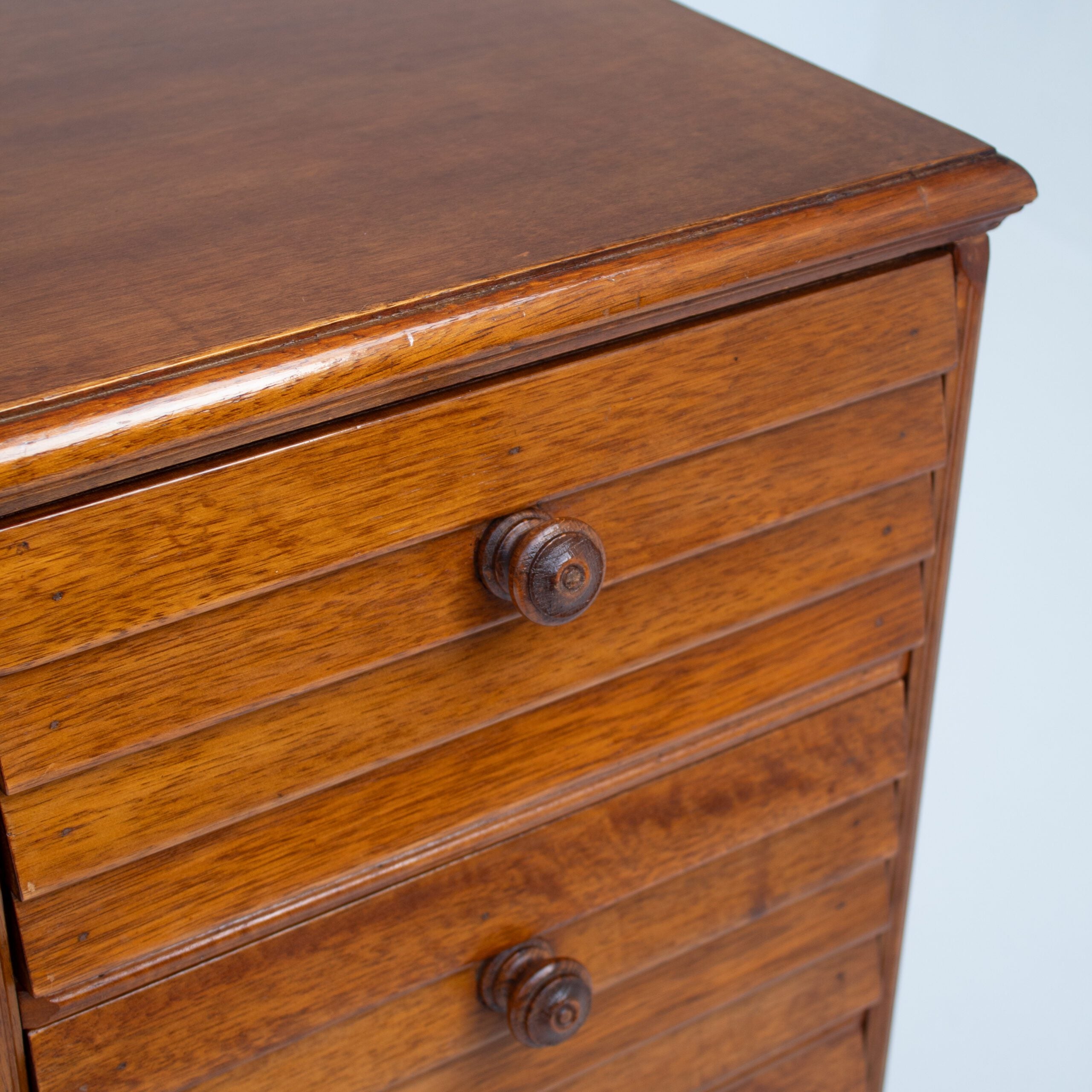Mid Century Slatted Cabinet with Drawers and Storage — in context