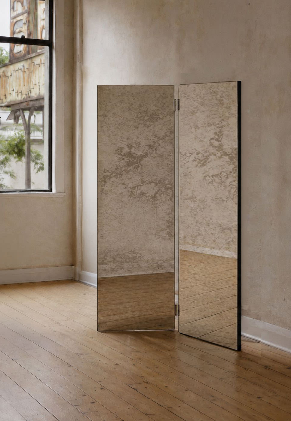 "The Paravan" Mirror Folding Screen II — lifestyle setting
