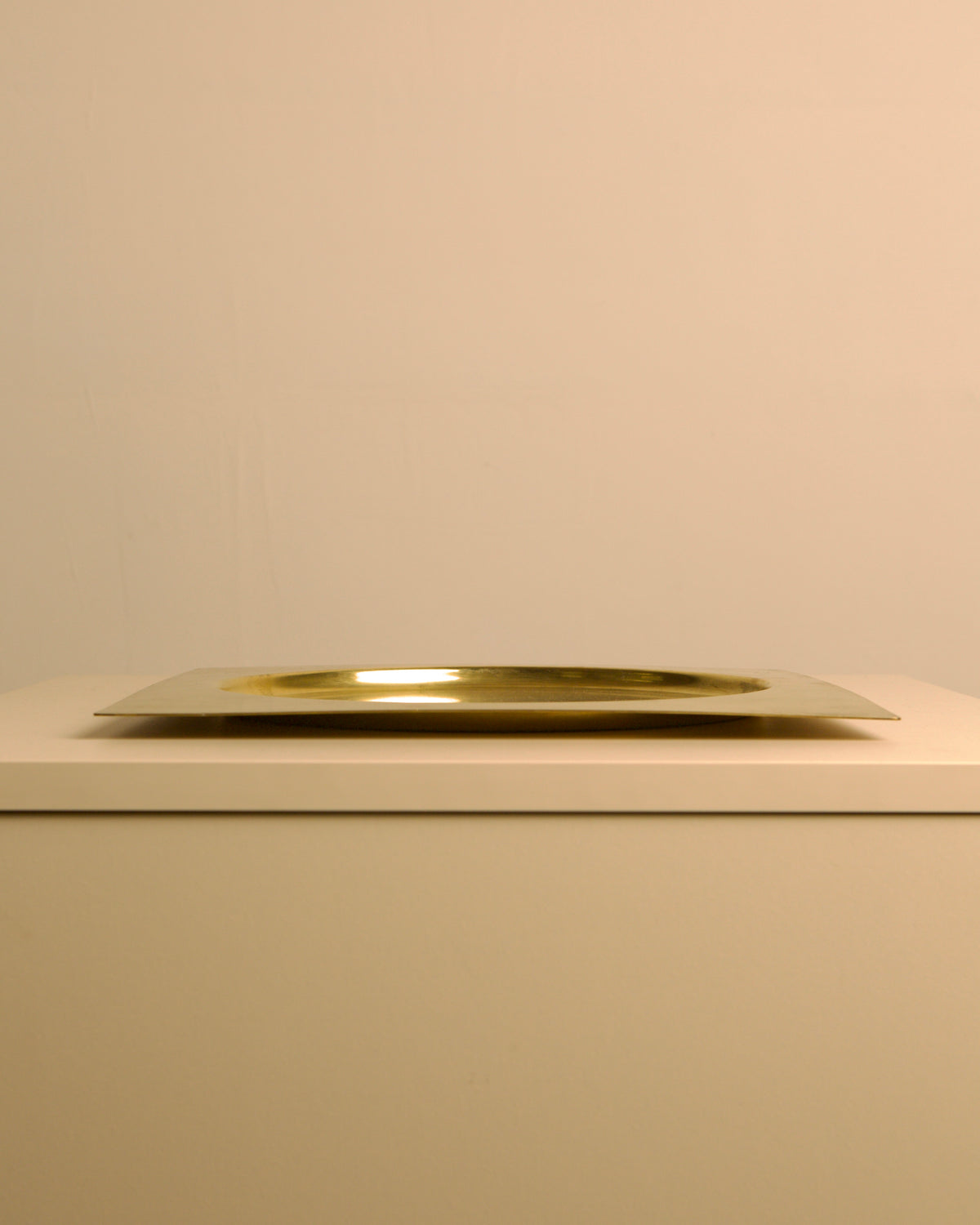 Large Italian square brass catch-all, 1960s — lifestyle setting