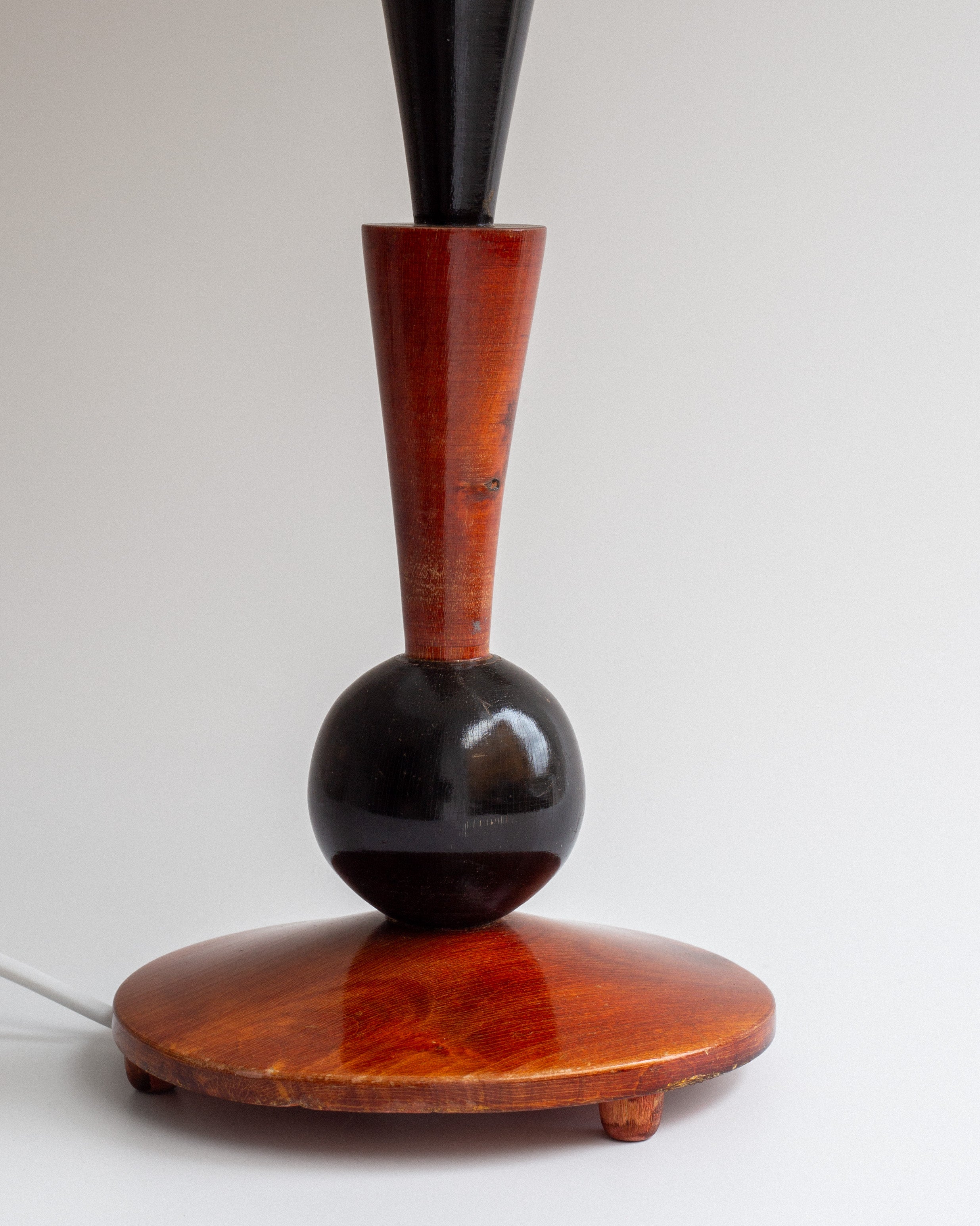 Lampe de Table Art Déco en Bois, Années 1930