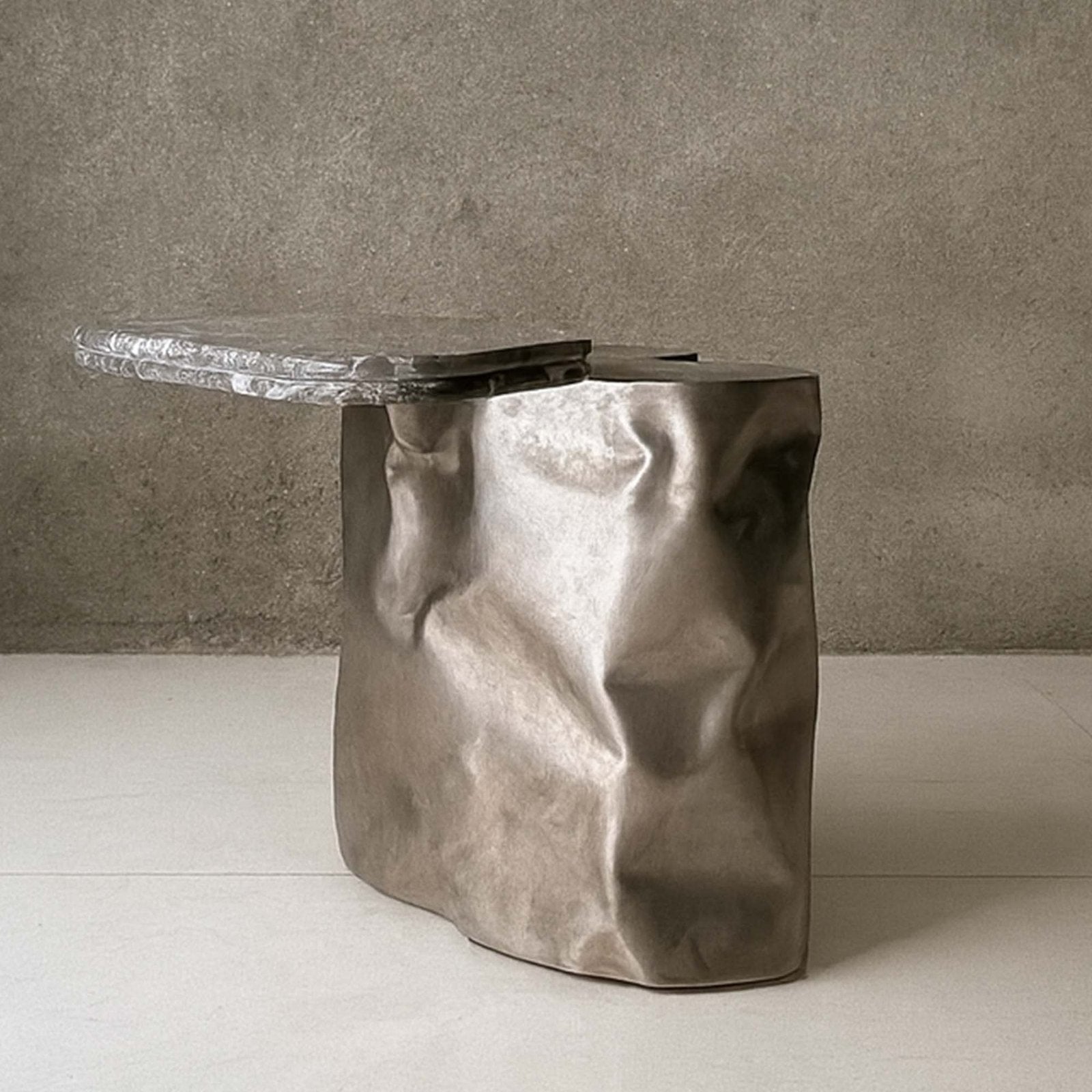Steel and Stone Side Table - Colgada Series by Nitush Aroosh — alternate view
