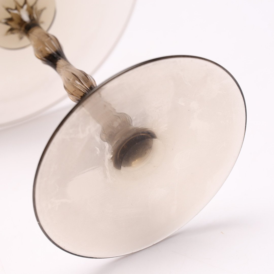 Glass tazza by Simon Gate for Sandvik/Orrefors — side angle