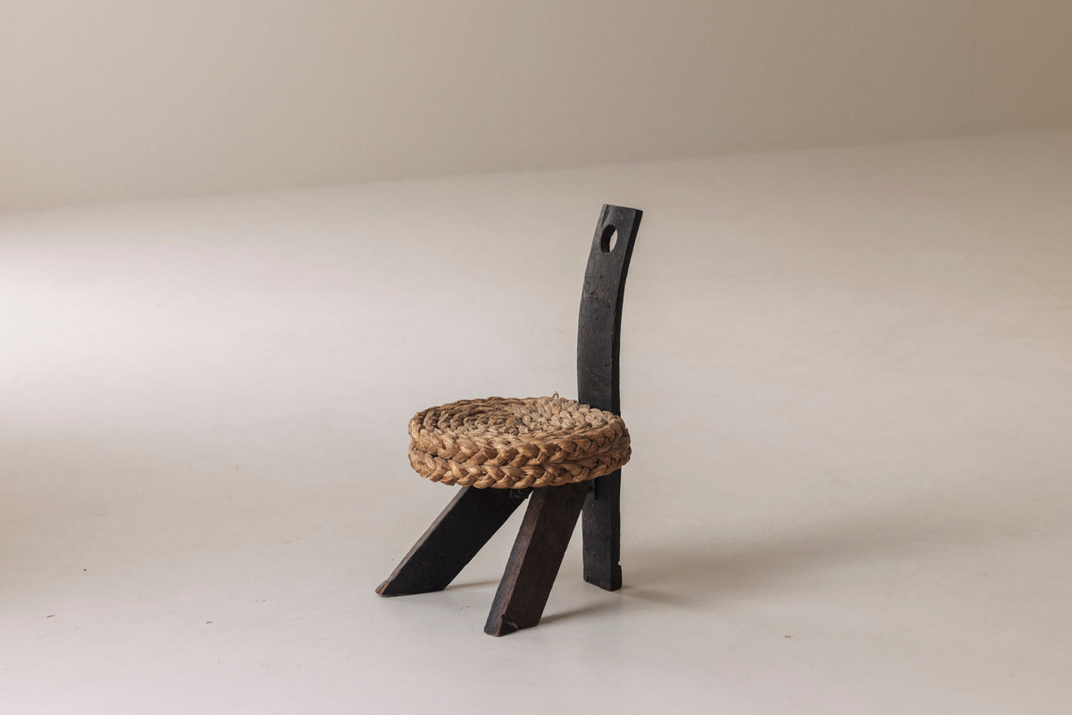 Rare Chair and Matching Stool by Adrien Audoux and Frida Minet, France 1950s — in context