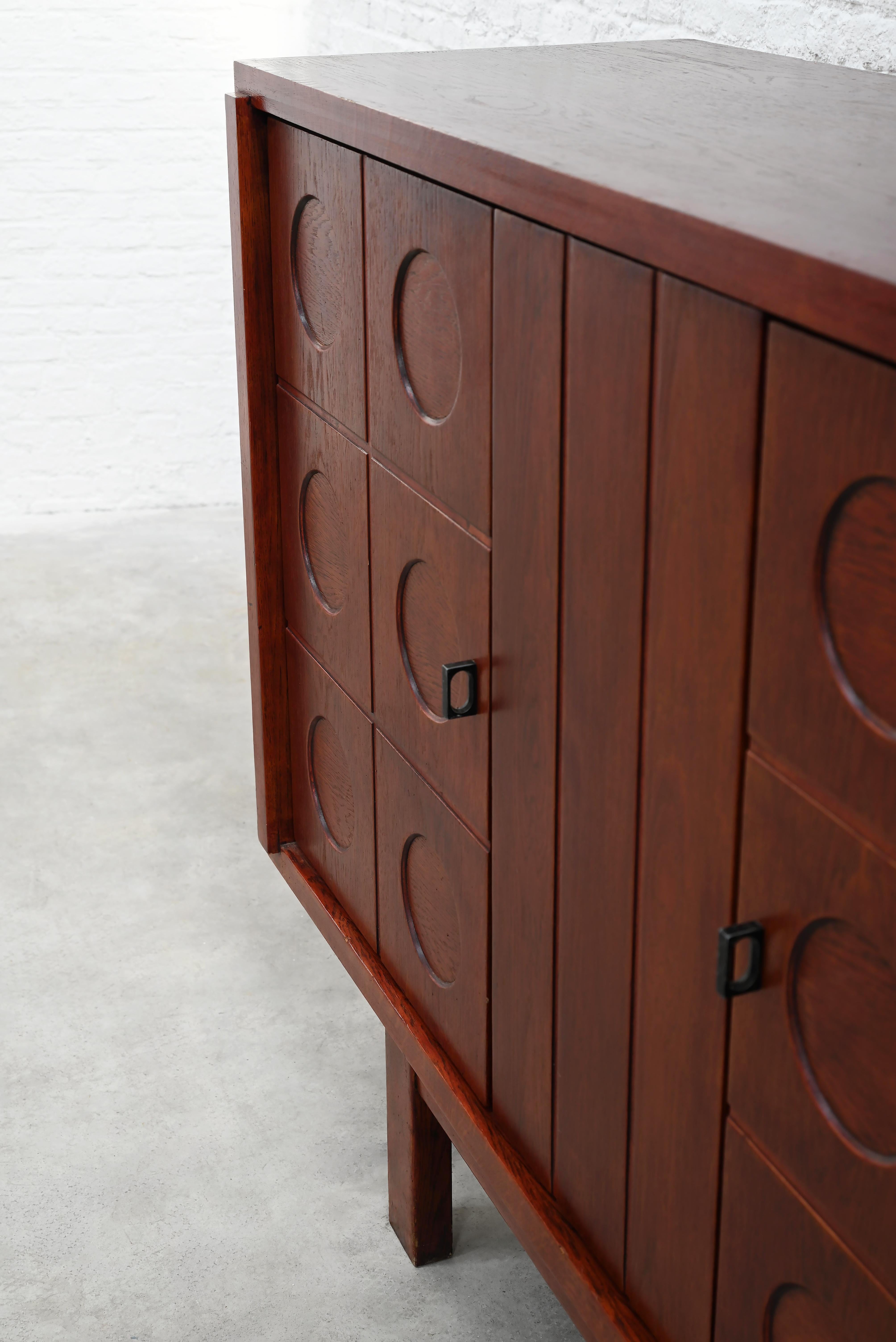 Brutalist Oak Bar Cabinet — lifestyle setting