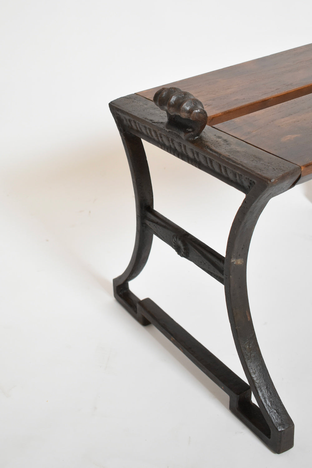 Folke Bensow Cast Iron and Wood Bench, 1920s — close-up