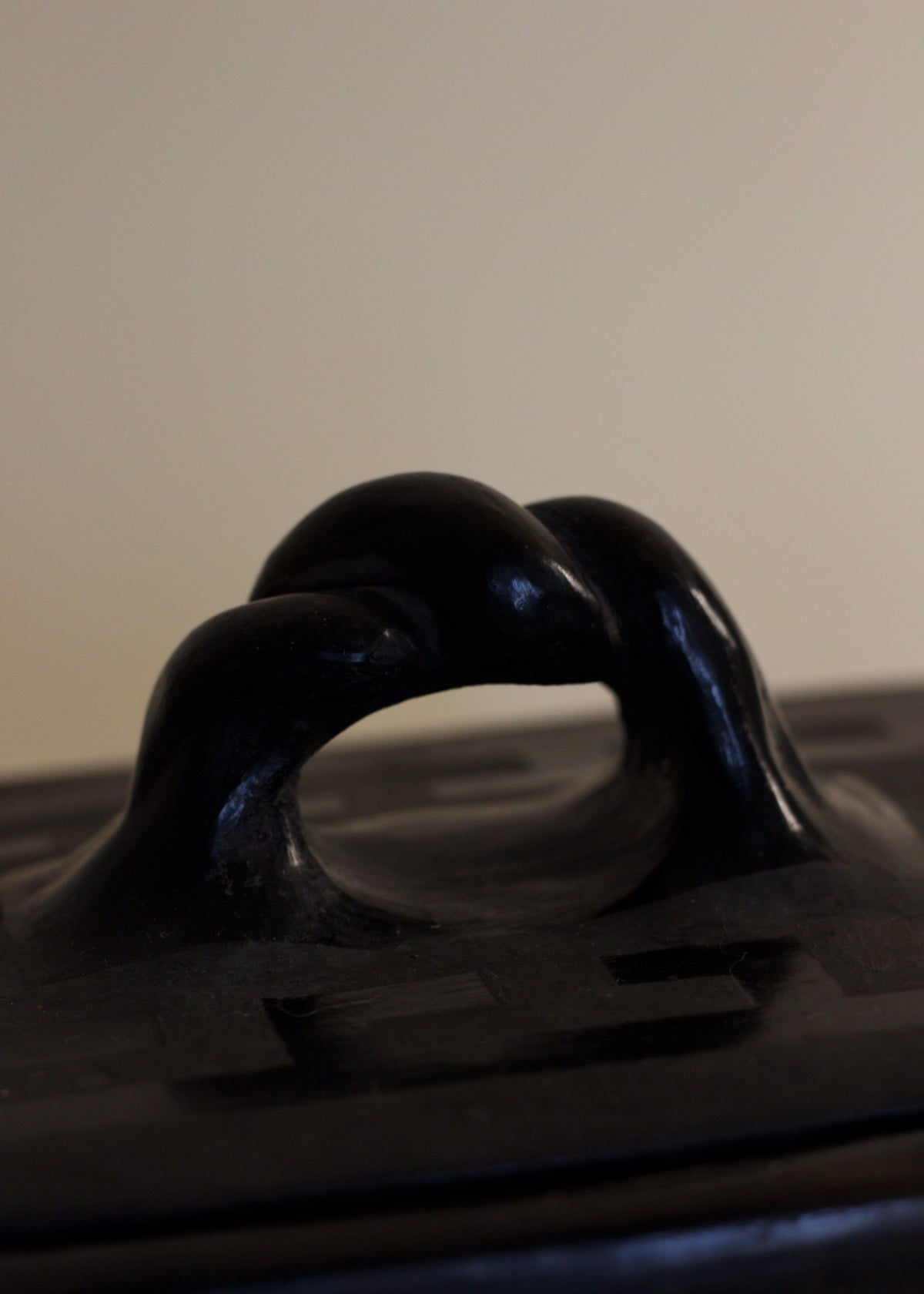 Sculptural Black Ceramic Box — detail view