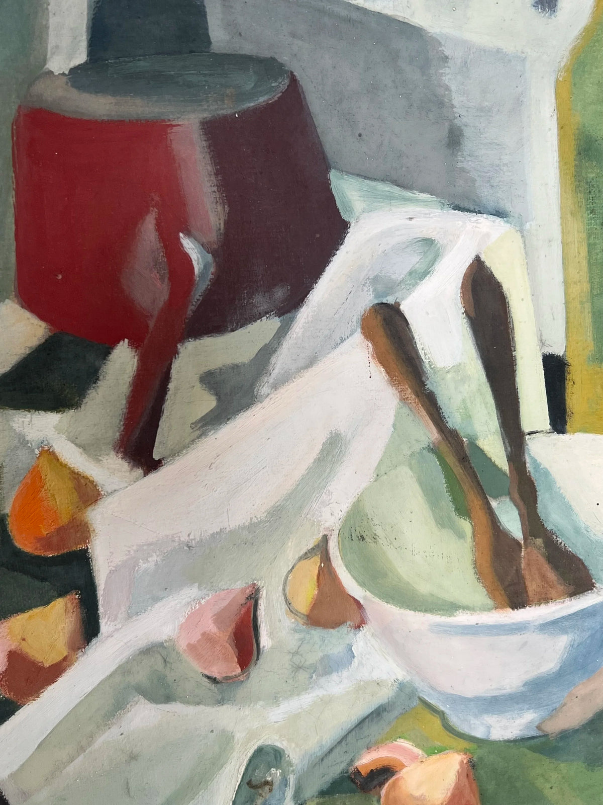 French Still Life, Oil on Canvas — close-up
