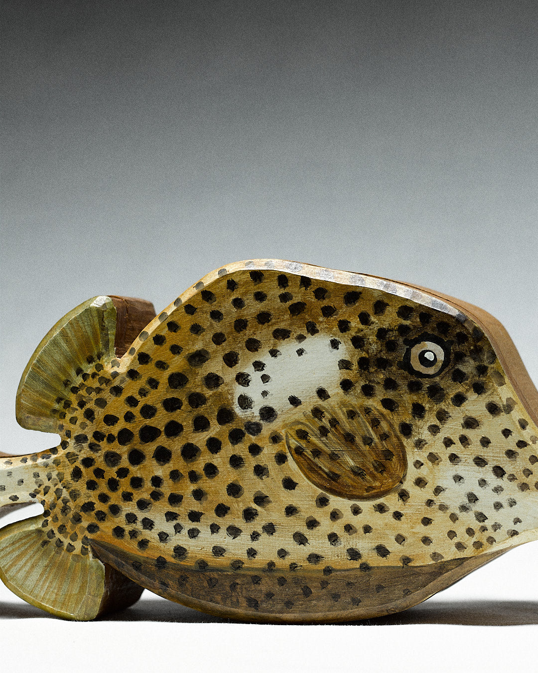 hand painted wooden box, fish — back view highlighting detailed fish design