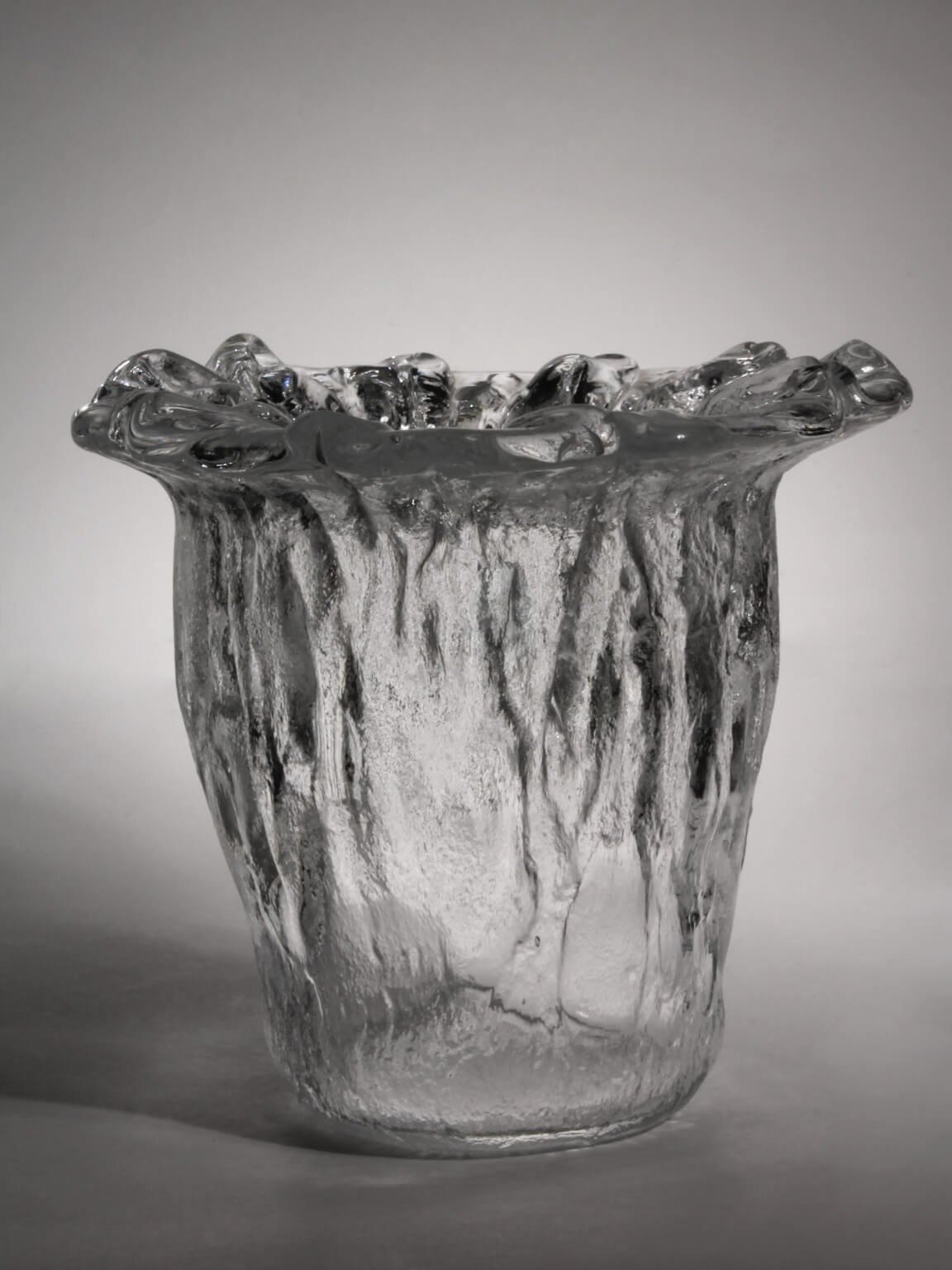 Uno Westerberg Organic Massive Glass Vase, Pukeberg, 1960s, Sweden — side angle