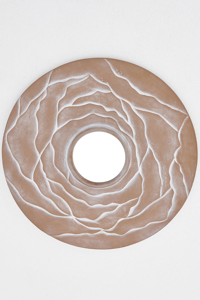Orb' Aluminum Mirror by LMNOH | The Oblist — handcrafted aluminum, warm beige color