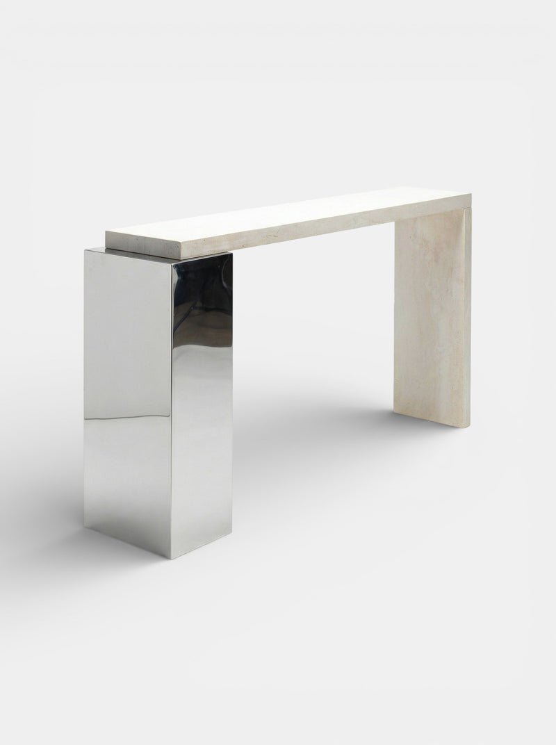 Jill Console Travertine & Inox — detail view