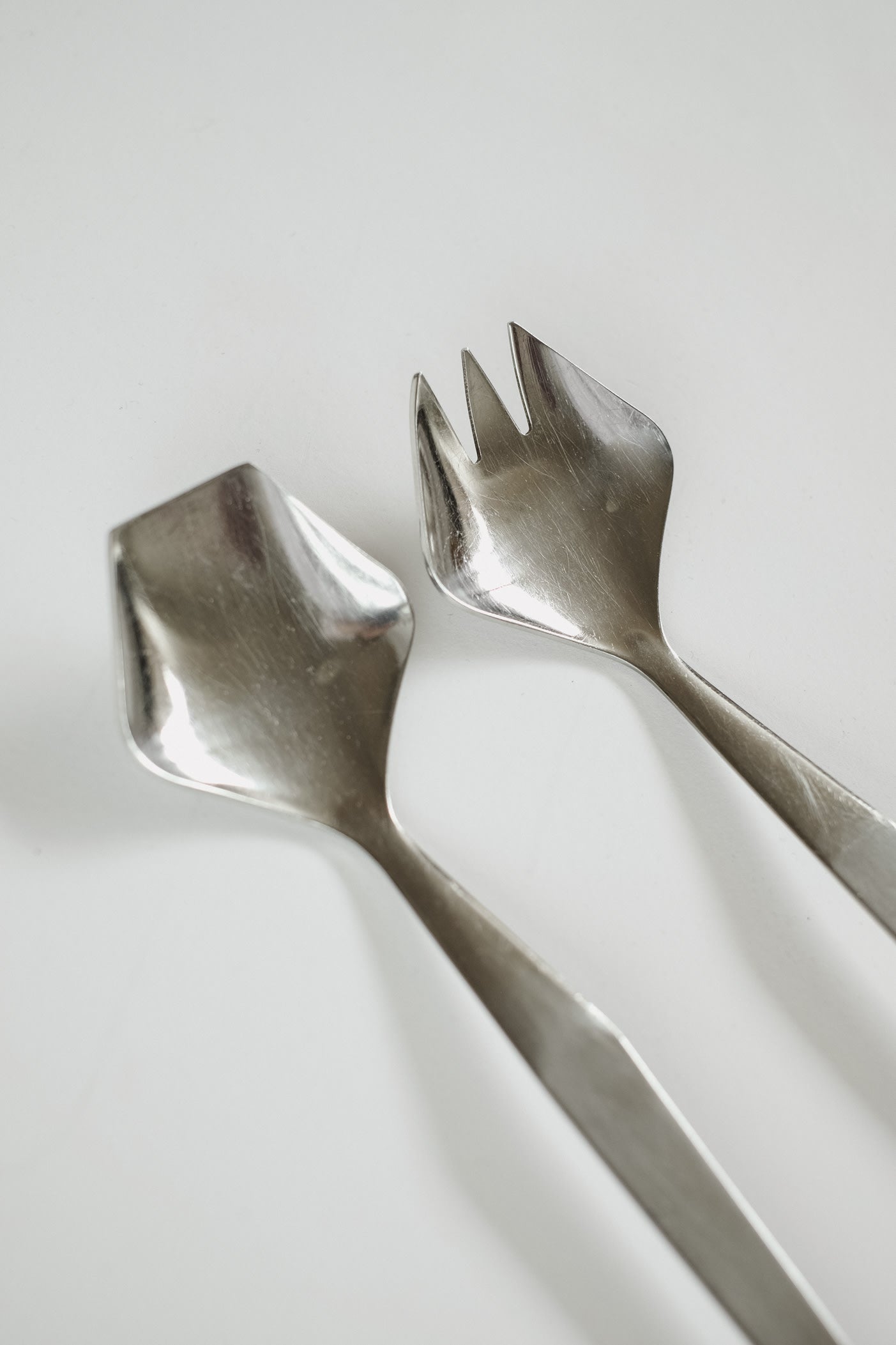 Geometric Modern Salad Servers — side angle