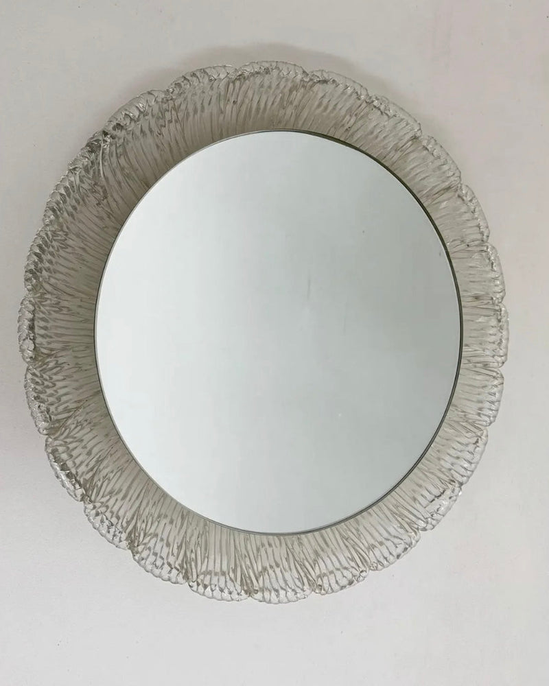 Vintage Lucite wall mirror with textured frame by Hillebrand 1970s