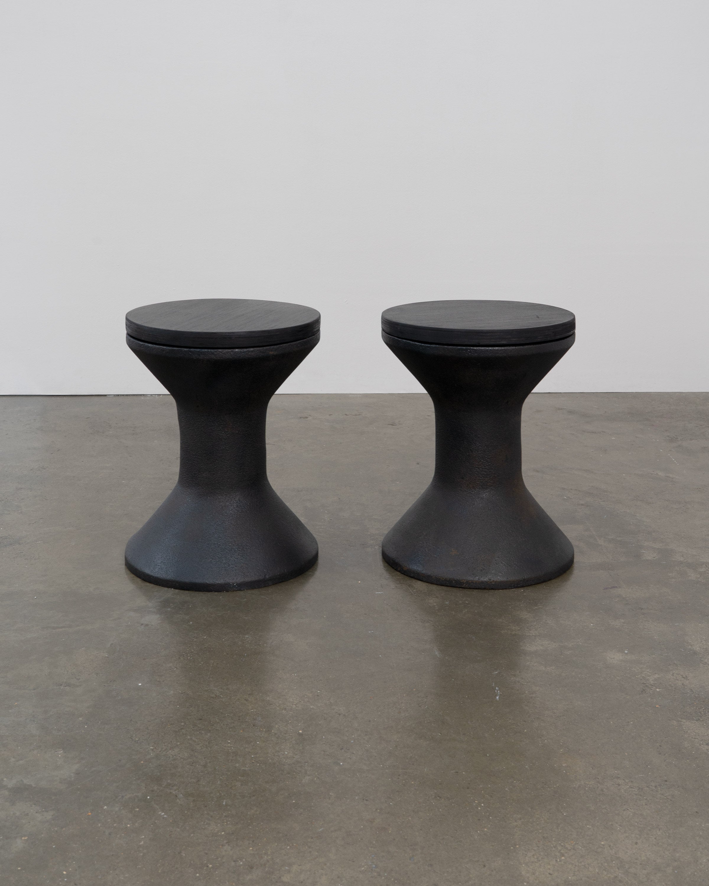 Patinated Steel and Plywood Stool / Side Table