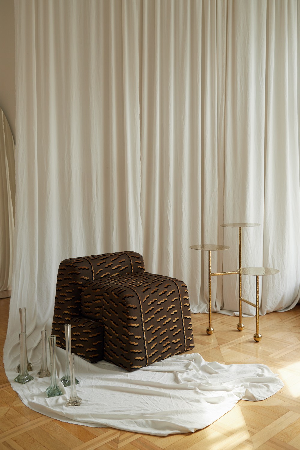 Liquid Side Table in Solid Brass — side angle