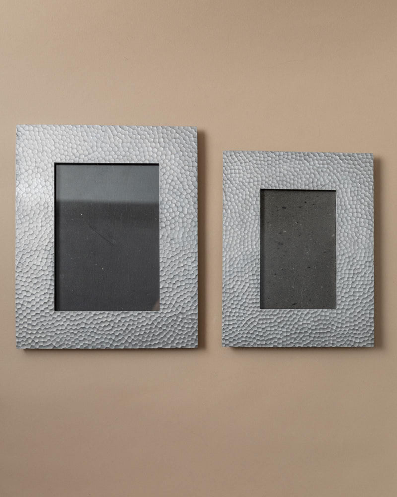 1990s Picture Frames Set of 2 — close-up of textured silver surface