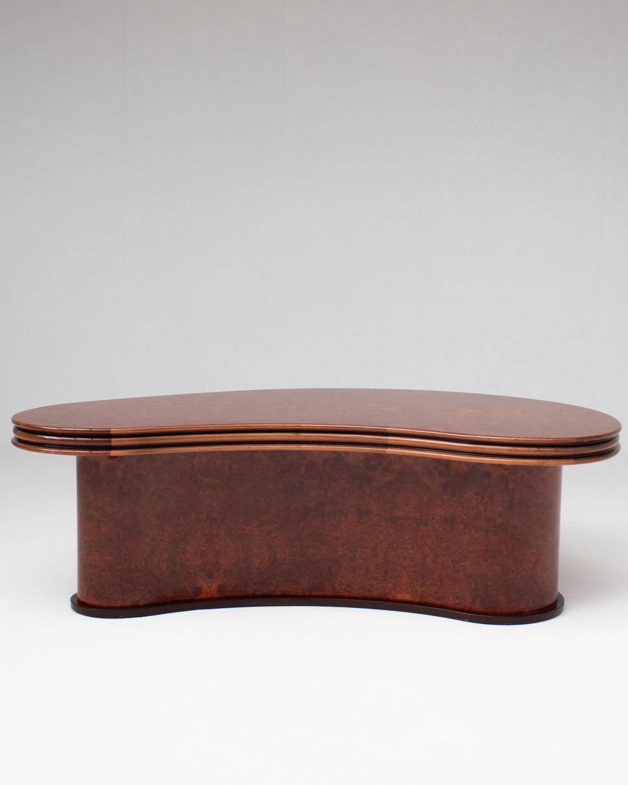 Curved Burl Wood Coffee Table