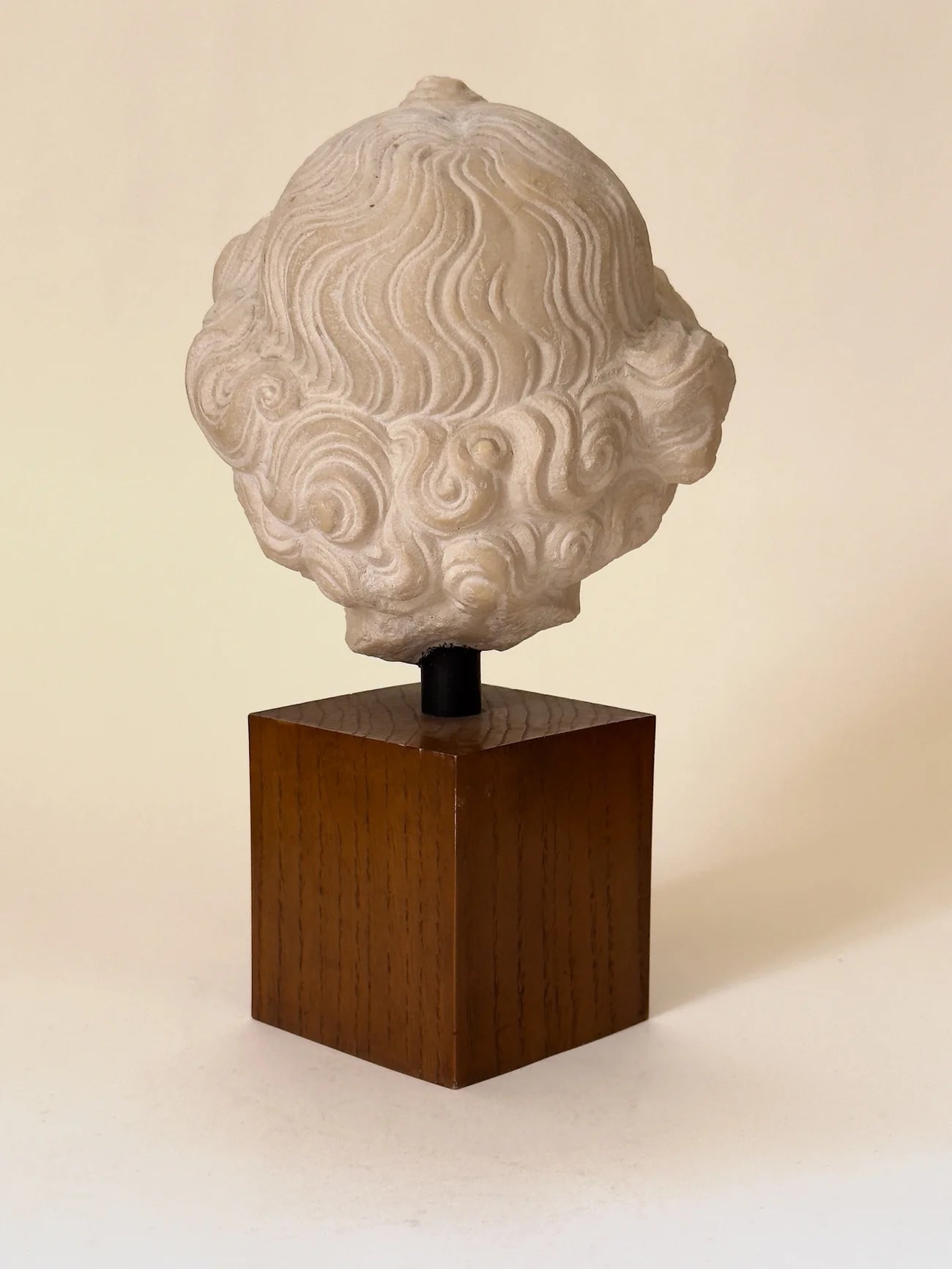 Plaster Sculpture on Wooden Base, c. 1920 — rear view highlighting textured surface