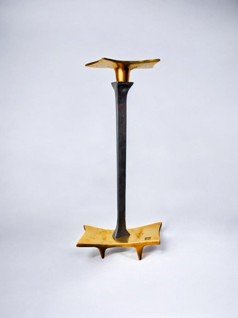 Brutalist Candleholder by David Marshall, 1970s by Malamar Studio | The Oblist — handcrafted metal, gold accents