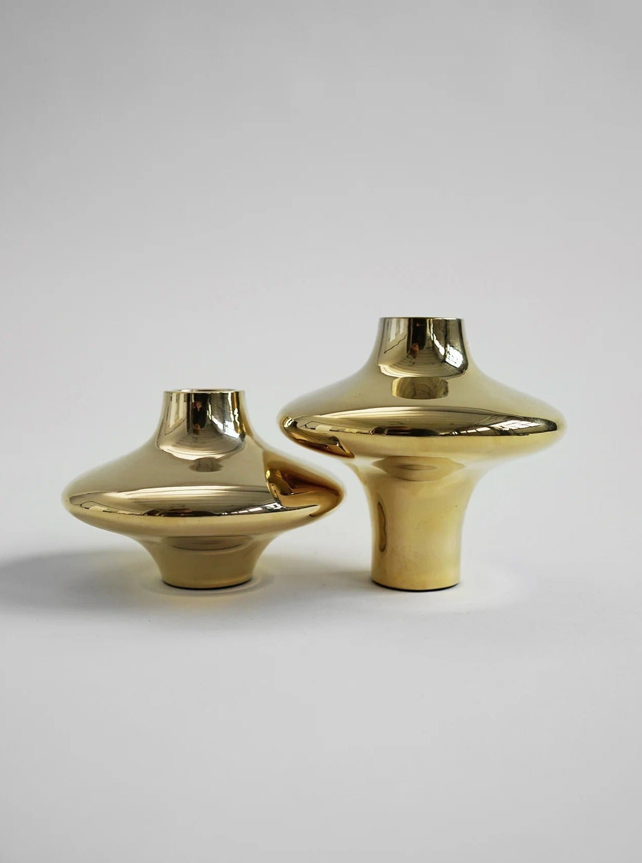 Doublet Candleholder - Large - Gold — top view of polished gold finish