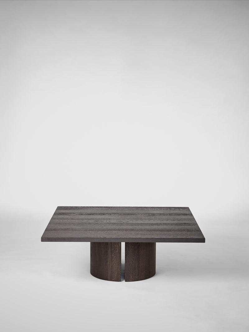 Aperta Square Coffee Table — top view of dark wood surface